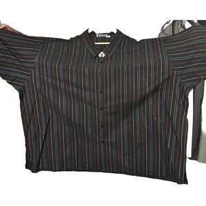 Ossomani Men's 7XB Short Sleeve Button Up Shirt Black, Red, Blue 100% Cotton